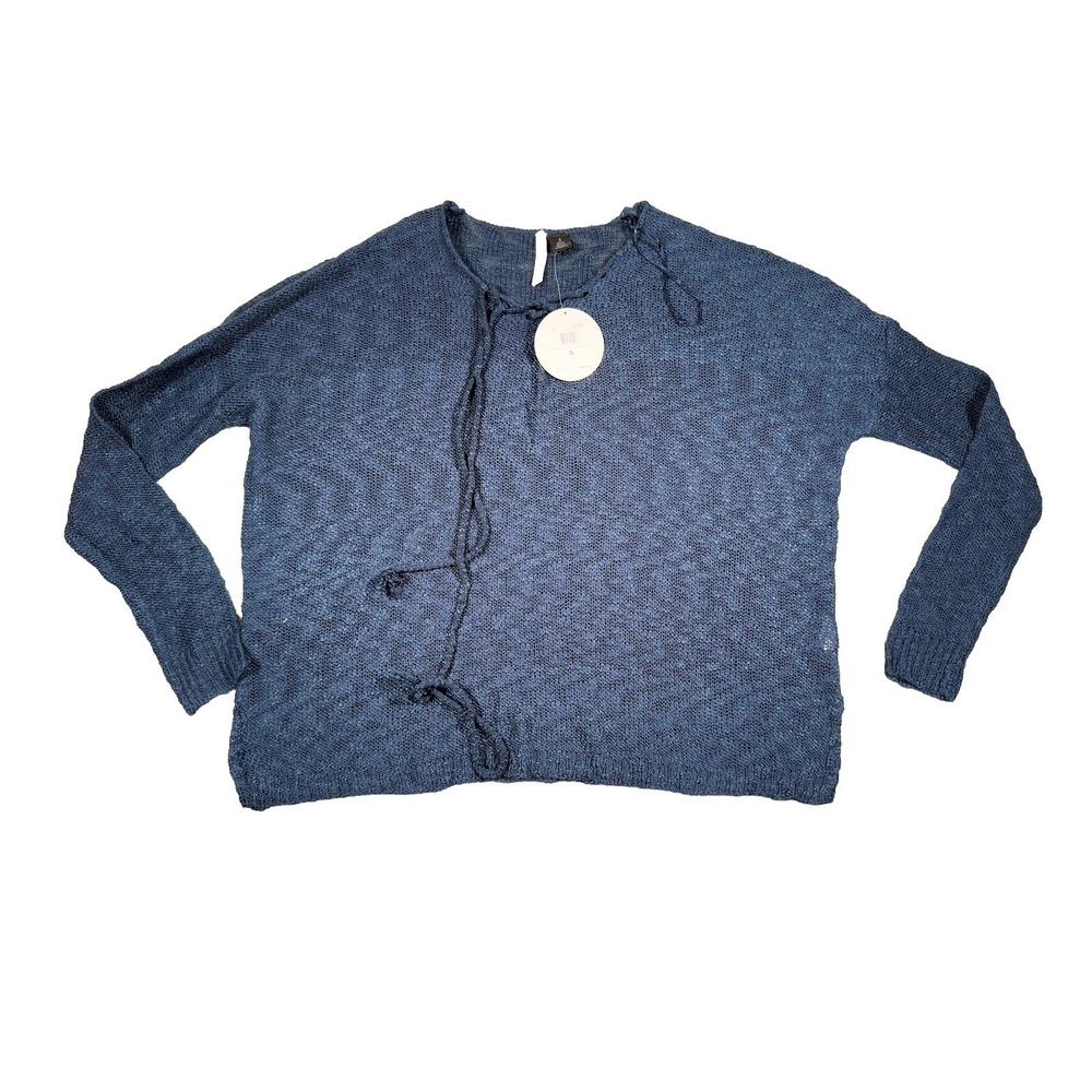 Love by‎ Design Sweater Womens Small Blue Lace Drop Shoulder Scoop Neck Pullover